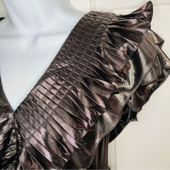 Red Dress Entro Glean On Silver Ash Ruffle Yoke Mini Dress Metallic Silver M J - Picture 6 of 13